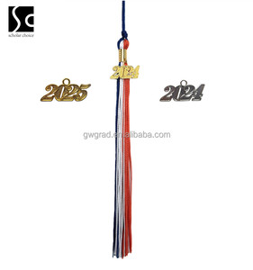 พู่ห้อยหมวกสำเร็จการศึกษาสีแดงเลือดหมู/ขา<span class=keywords><strong>ว</strong></span> แบบสองสี หรือแบบไล่สี ปี 2027 - Product Image 3