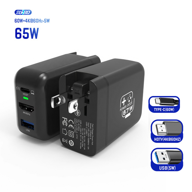 Newest 30W 3-in-1 ABS Mobile Phone Laptop Charger GAN Power Supply Adapter QC3.0 OTP Protections US EU UK Travel Plug Desktop