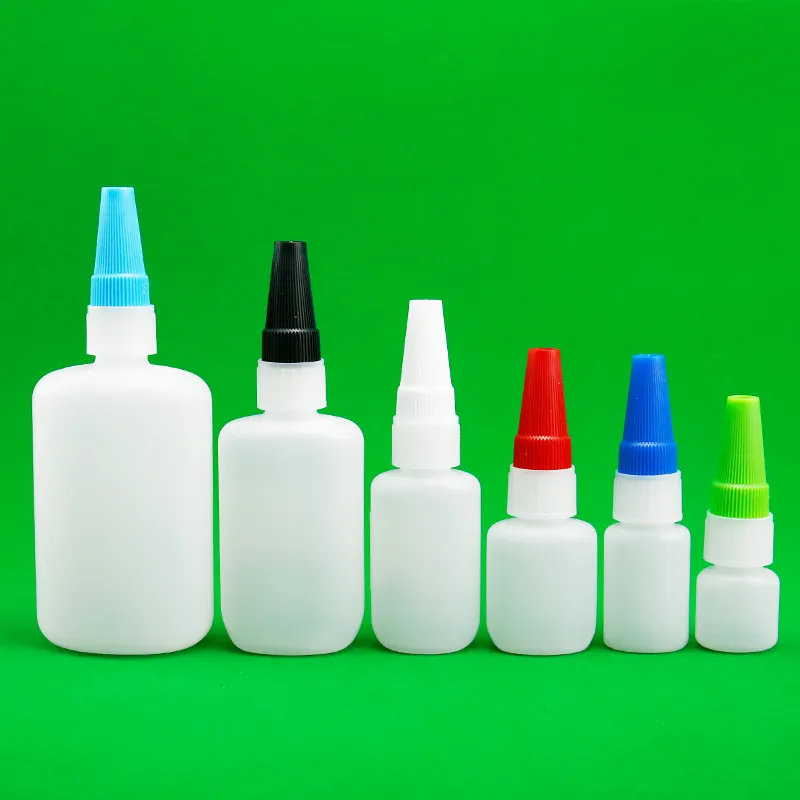 Offre Spéciale taille d'échantillon clair 5ml en plastique Superglue bouteille forme ronde nettoyage chimique goutte liquide bouteille