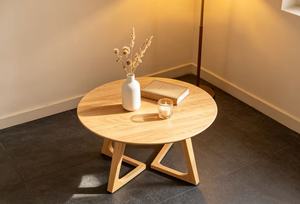 Modern Round Wood Coffee <b>Table</b> Minimalist Design Living Room Furniture - Product Image 2