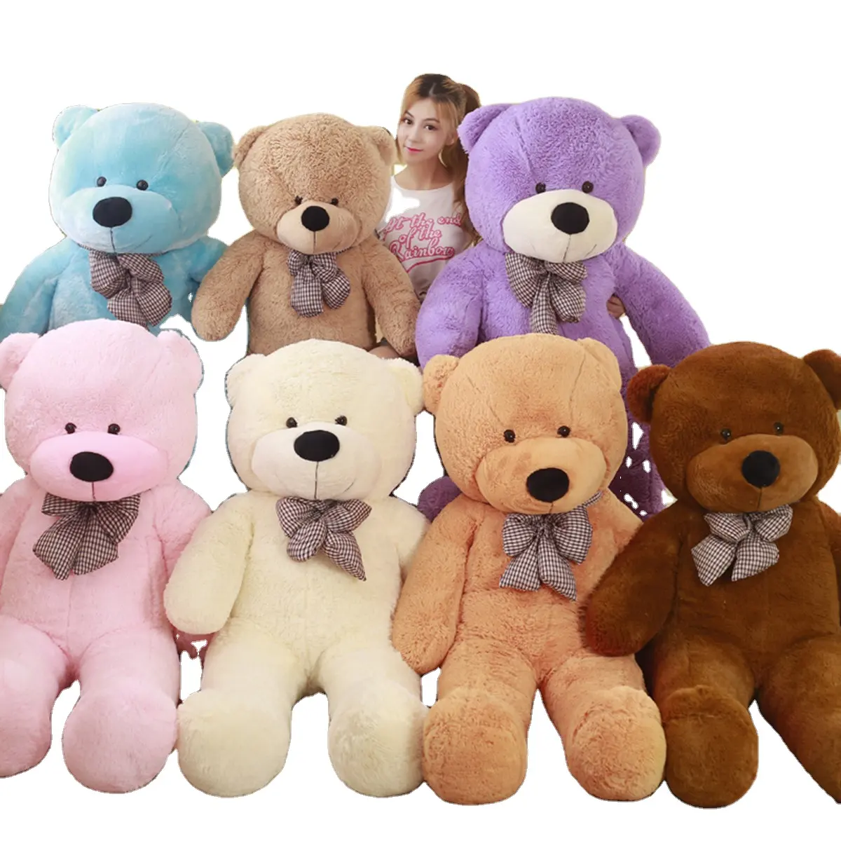 Venta al por mayor de juguetes de oso de peluche marrón clásico de China, oso de peluche, juguetes coloridos gigantes grandes