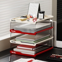 Organizador de Archivos de Escritorio de Plástico Marca Cx Modelo 1010, Caja de Almacenamiento Transparente de Múltiples Niveles para Documentos