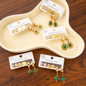 Nouvel ensemble de 12 paires de mini-boucles <span class=keywords><strong>d</strong></span>'oreilles clous en zircon, imitation perle, étoile, lune, fleur, petit cœur, plaqué or 18K/24K, pour femme, mignonnes - Product Image 3