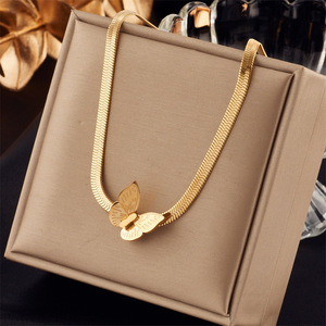 Fashionable Zinc Alloy Clavicle Chain Necklace With Turquoise Butterfly Design For Gift Occasion - Product Image 4
