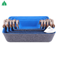 Vente directe du fabricant, panier de rangement pour jouets en feutre non tissé, multifonctionnel, écologique, avec poignée en bois, modèle de la marque Fusen