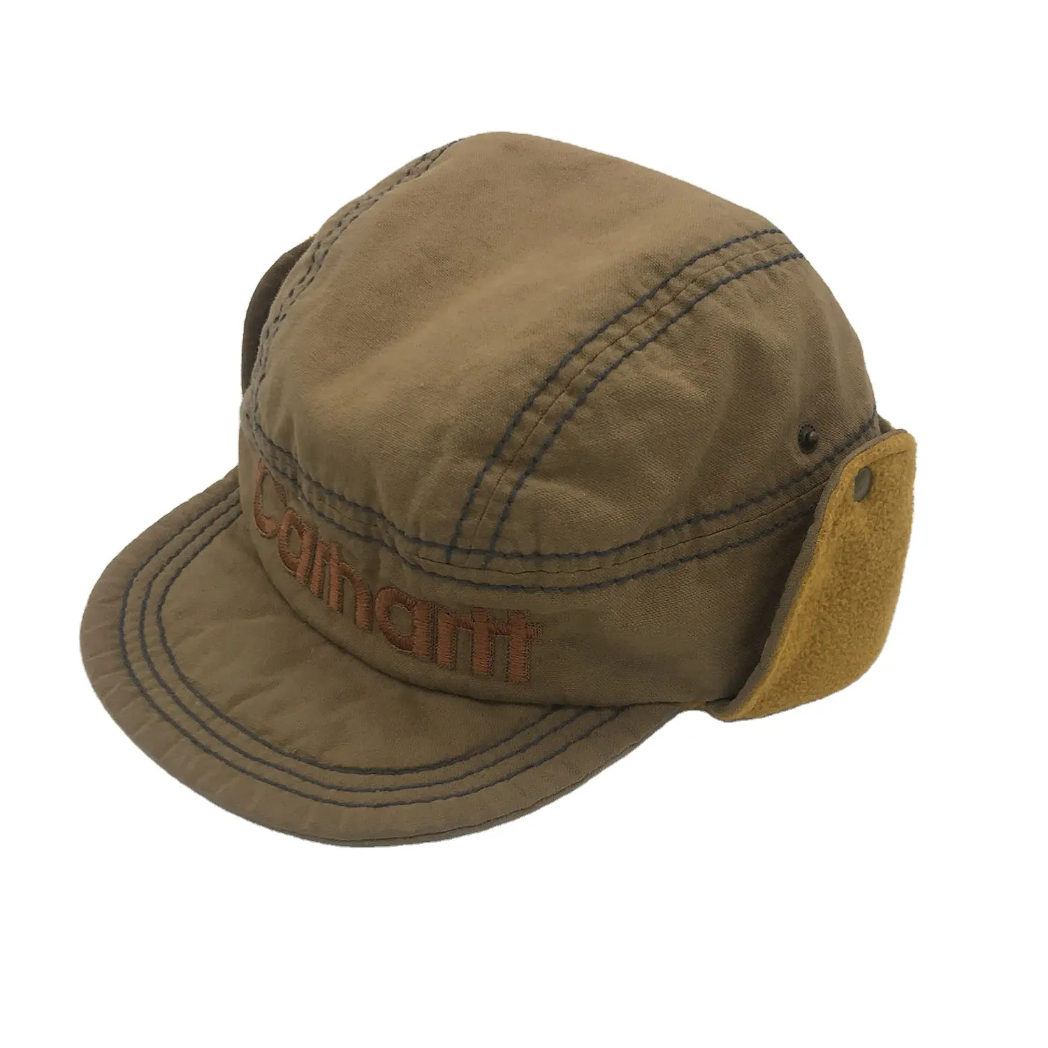 Sombrero Bomber de invierno para hombre, gorra de lona con orejeras, piel cálida y gruesa de felpa, forro polar, gorra de béisbol