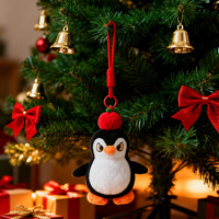 Joli porte-clés en peluche pingouin miniature, jouet à suspendre, adorable peluche moelleuse, porte-clés pingouin pour les amoureux