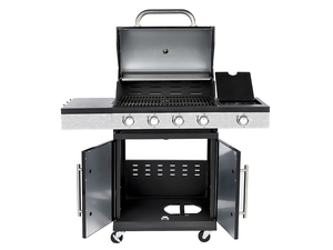 Gril à gaz propane commercial avec 4 brûleurs Chariot de cuisine extérieur portable Barbecue en acier Camping <span class=keywords><strong>Fonction</strong></span> de rôtisserie intérieure - Product Image 4