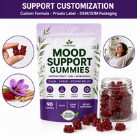 Bonbons Gommeux pour Adultes Soutien de l'Humeur Extrait de Safran GABA Ashwagandha Calme Concentration Soulagement du Stress Supplément Végétalien Sans Sucre Marque Privée