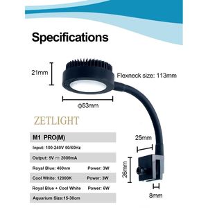 Lámpara LED Zetlight <span class=keywords><strong>M1</strong></span> <span class=keywords><strong>Pro</strong></span> de espectro completo Nano para acuarios pequeños, peceras de agua salada, arrecifes de coral y plantas acuáticas. - Product Image 2