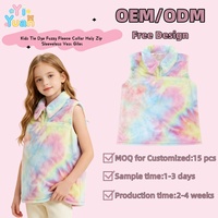 Gilet tendance pour filles, tie-dye arc-en-ciel, en peluche douce, à col et demi-zip, sans manches, idéal pour séances photo, personnalisable