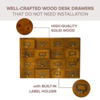 Organisateur de bureau de catalogue de cartes à 16 tiroirs en bois rustique Home Office Curio Cabinet Tea Coffee Pod Storage Commode d'apothicaire