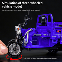 Tricycle en plastique simulé de moto à trois roues, véhicule de transport, modèle de voiture moulé sous pression pour véhicules jouets pour garçons