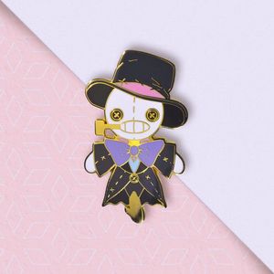 Diseño personalizado <span class=keywords><strong>de</strong></span> fábrica marioneta espantapájaros lindo muñeca Pin broche brillante chapado en oro esmalte duro gran oferta pines insignias regalo para niños - Product Image 1
