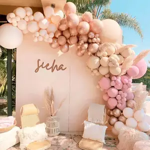 Розовая гирлянда для воздушных шаров в форме пыльной розы, набор хромированных шампанских шариков, нейтральные украшения для детского праздника невесты