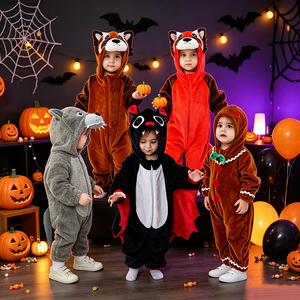 TONWHAR lupo pipistrello con cappuccio pagliaccetto bambini tuta con cerniera per bambini costume di halloween per natale - Product Image 1