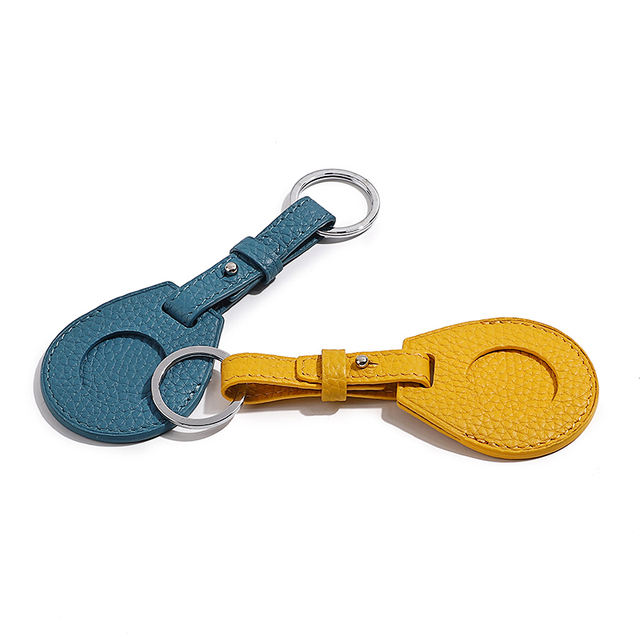 Fashion Air Tag Key Chain Case Apple Pebble Leather Pack Dog Key Ring Holder Air Tag Holder