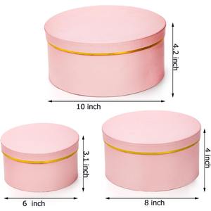 <b>Round</b> gift <b>box</b> with lid, featuring a pink flower <b>box</b> with golden trim, customizable according to your needs - Product Image 2