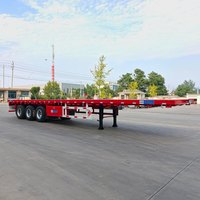 Semi-remorque à plateau 40 pieds, 3 essieux, en acier, pour transport de conteneurs, semi-remorque de camion commercial robuste