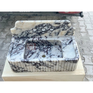 Newstar sang trọng calacatta Viola đá cẩm thạch bồn rửa rãnh đá cẩm thạch bồn rửa đá tự nhiên bồn rửa đá cẩm thạch nhỏ phòng tắm Vanity bồn rửa - Product Image 2
