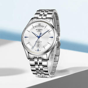 Montre automatique pour homme MIGE Swiss avec accent diamant, affichage de la semaine et de la date, cadran argenté, bracelet en acier inoxydable, montre-bracelet de style professionnel - Product Image 4