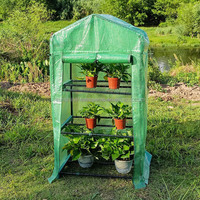 Mini serre à 4 niveaux avec porte à fermeture éclair enroulable, couverture en maille respirante en PE, structure métallique pour la culture de semis et de fleurs
