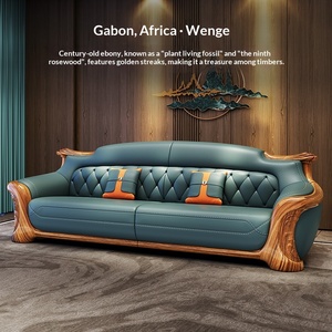 Sillón de Cuero Estilo Europeo de Lujo para Villa o Apartamento Grande, con Capa Superior de Madera Maciza y Cuero Vacuno, Hecho en Guangdong, Estilo Europeo, Ébano L - Product Image 5