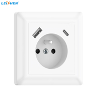 Enchufe de Pared Francés Schuko de Alta Calidad, 16A 250V, con Puerto de Carga USB Tipo C, Terminal de Tornillo, Enchufe Europeo para Uso Doméstico