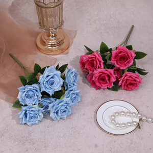 Rosas de Diamante de Lujo con 9 Cabezas, Flores Artificiales Hechas a Mano de Larga Duración, Arreglo Decorativo para Fondo de Boda, Flor de Seda - Product Image 5