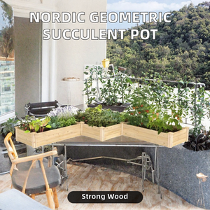 2024 G0077-A47 Maceta Nórdica de Madera Duradera, Creativa y Sencilla para Suculentas - Bandeja Mini Geométrica para Flores - Product Image 2