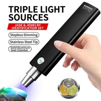 Porte-clés lampe torche en acier inoxydable 304, 3 LED, 700 lumens, rechargeable 18650, IP20, faisceau spot 100-200M, inspection UV, poli