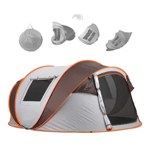 High Quality 3-4 Person Automatic Open Pop Up Camping Tent Single Layer Double Waterproof Layers Aluminum Pole Summer Outdoors