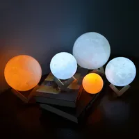 Livraison immédiate Impression 3D Lampe de Lune Rechargeable Veilleuse LED Creative Touch Switch Moon Light For Bedroom Decoration Birthday Gift
