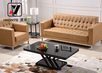 Conjunto de Sofá de Cuero con Estructura de Madera Moderna - Color Negro, Diseño Modular para Oficina, Hogar, Escuela y Hospital