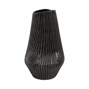 Vaso in ceramica affusolato, moderno, nero, decorativo, per fiori, da soggiorno, camera da letto, tavolo. - Product Image 1