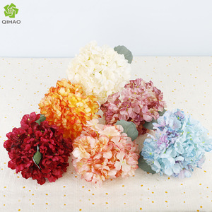 Bouquet de fleurs artificielles en soie QIHAO, Hortensia à bords brûlés, Rose Champagne, Décoration de mariage, Haute simulation, Pour usage intérieur - Product Image 5