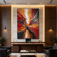 Art mural abstrait 3D Art Déco fait main sur toile, peint à la main avec cadre en plastique, à suspendre pour la maison et l'hôtel