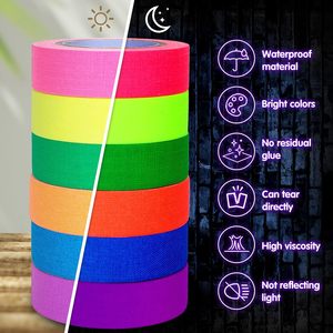 Cinta Adhesiva de Tela Fluorescente DAMAI de 6 Colores, Cinta de Neón que Brilla en la Oscuridad, Cinta de Enmascarar Luminosa con Luz Ultravioleta - Product Image 3