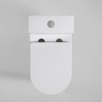Inodoros Modernos Blancos de Cerámica Fáciles de Limpiar, Inodoro de Una Pieza con Sistema Tornado y Vortex, con Botón de Descarga Redondo para Baño