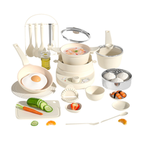 Set Dapur Mainan Anak-Anak, Peralatan Masak, Panci, Wajan, Peralatan Dapur Mini Plastik, Hadiah Natal Ulang Tahun untuk Anak Laki-laki dan Perempuan