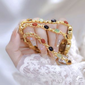 BS FA-1883 Ladies' Natural <strong>Tiger</strong> Eye Stone Mirad Color French Design Premium Vintage <strong>Watch</strong> - Product Image 2