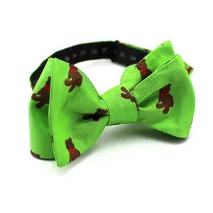Urso de borboleta personalizado, gravata borboleta de seda personalizada, com laço, animal marrom, fofo, urso, de pelúcia, verde, laço