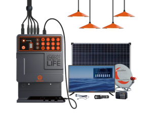 JUA Energy Générateur d'énergie solaire prépayé Pay As You <span class=keywords><strong>Go</strong></span> Système d'énergie solaire domestique portable pour l'éclairage DC TV Fan Radio Charge - Product Image 1
