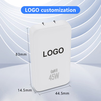 Cube d'alimentation USB plat 45W, adaptateur mural ultra-mince à 2 ports avec chargeur mural intelligent IC à profil bas pour téléphone intelligent