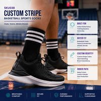 Chaussettes de sport de basketball Team Stripe pour vêtements d'équipe, marque privée avec contrôle qualité et spécifications.
