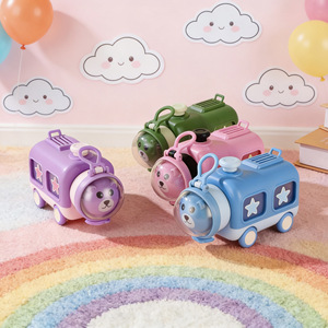 Gourde Enfant en Forme de Bus Mignon, Sans BPA, Réutilisable, Bouteille d'Eau en Plastique pour Enfants avec Paille, Idéale pour l'École et les Voyages - Product Image 3