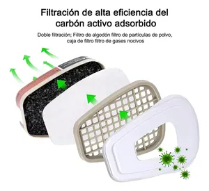Semimáscara reutilizable equipada con un cartucho de filtro para vapores orgánicos y gafas de seguridad - Product Image 3