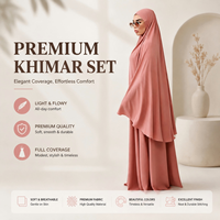 Ensemble Khimar et Abaya Premium Personnalisé 2 Pièces en Jersey Doux Extensible Couvrant Entièrement Tenue de Prière Musulmane Modeste pour Femme Vente en Gros