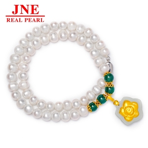 Natürliche Perlenkette mit runden Perlen, Hetian Gold Rose Perlenkette, Geschenk für ältere Menschen zum Muttertag - Product Image 5