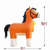 Cheval gonflable géant de Noël de 2,7 m avec LED, décoration mignonne pour jardin extérieur, jouet gonflable de dessin animé